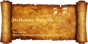 Hofbauer Patrik névjegykártya